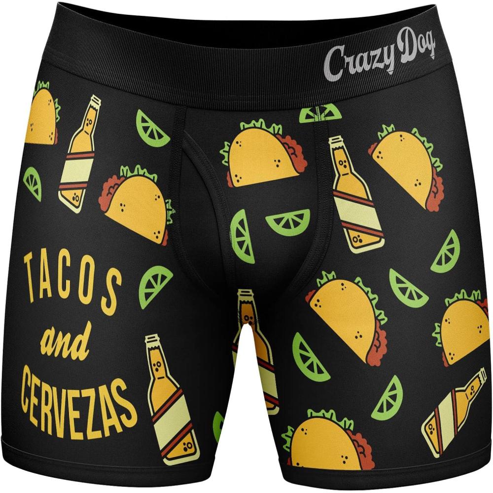 imageCrazy Dog TShirts Mens Tacos and Cervezas Boxer Briefs Funny Gag Underwear Hilarious Saying Humor for GuysBlack
