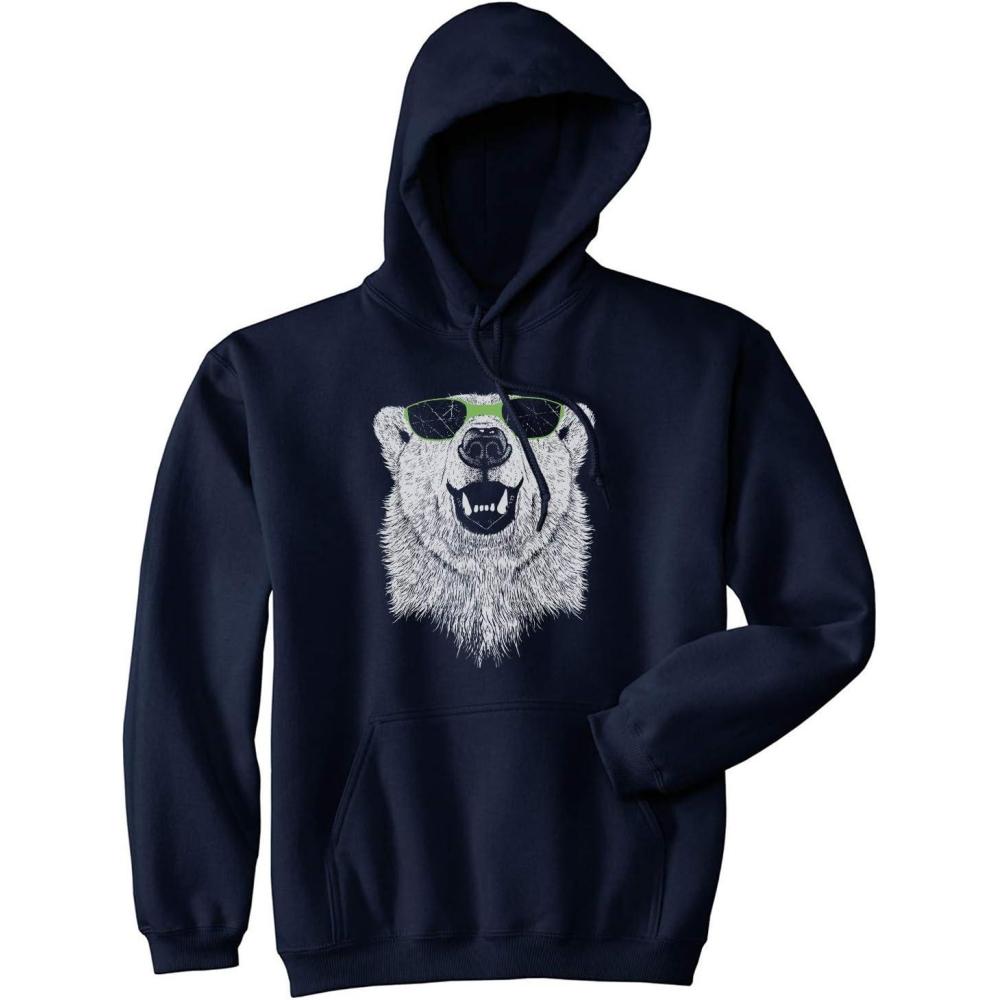 imageCrazy Dog TShirts Polar Bear In Sunglasses Graphic Funny Cool Unisex Pull Over HoodieNavy