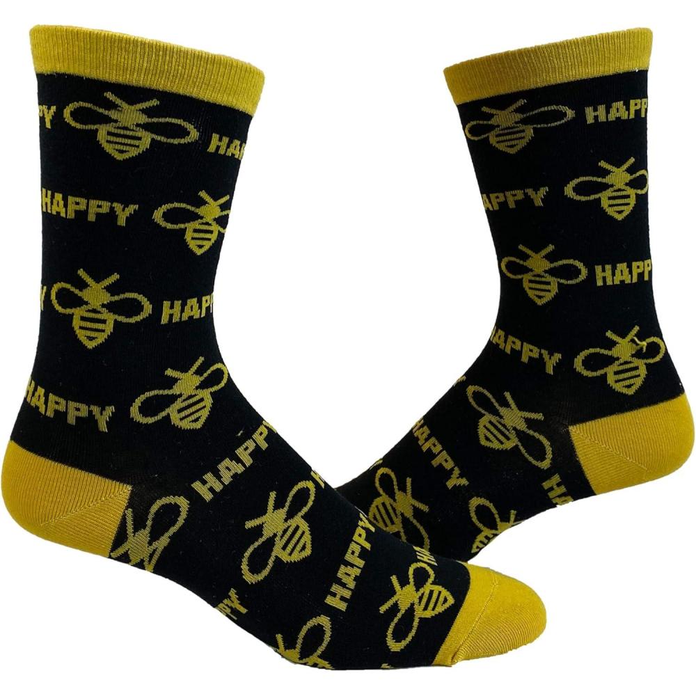 imageCrazy Dog TShirts Womens Animal Socks Cute Funny Socks with Fun Animals and Sarcastic SayingsBee Happy
