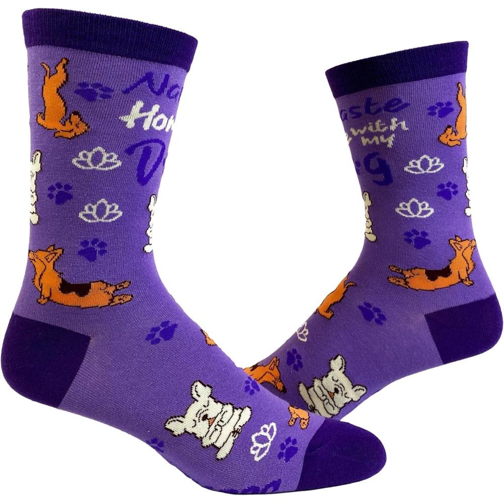 imageCrazy Dog TShirts Womens Animal Socks Cute Funny Socks with Fun Animals and Sarcastic SayingsNamaste Dog