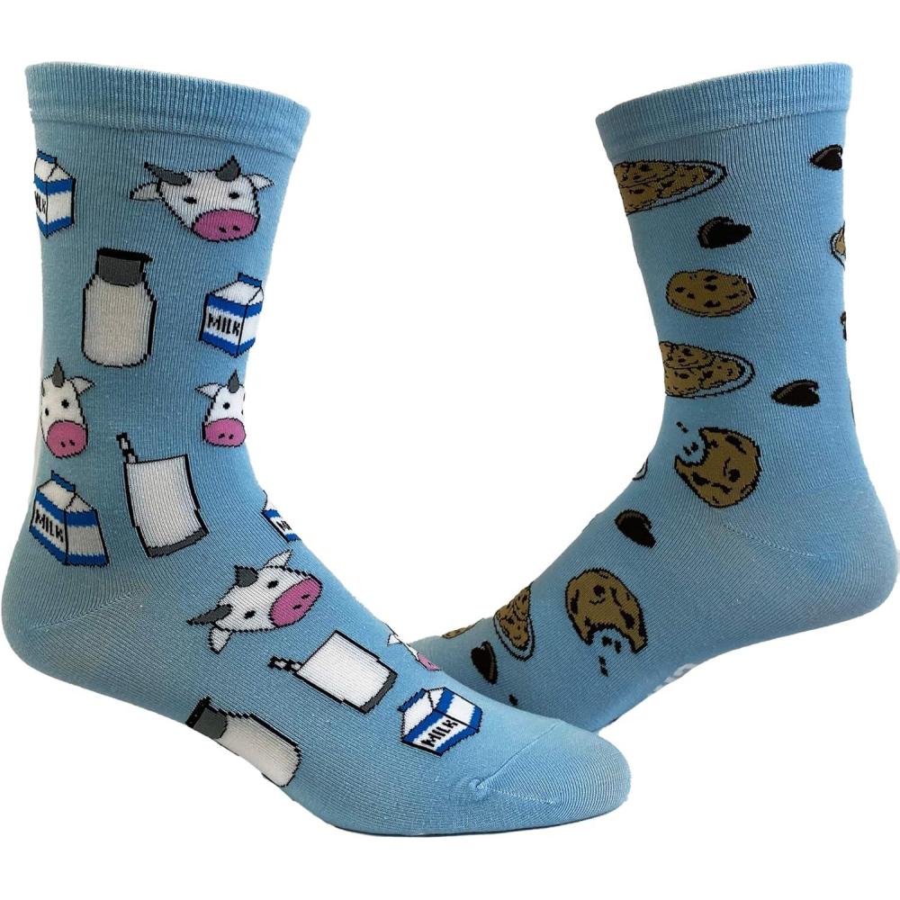 imageCrazy Dog TShirts Womens Cute Mismatched Socks With Funny Graphics for LadiesMilk and Cookies
