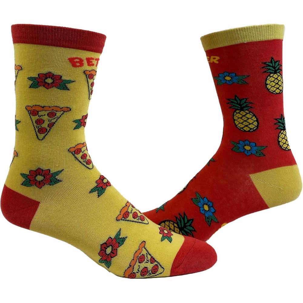 imageCrazy Dog TShirts Womens Cute Mismatched Socks With Funny Graphics for LadiesPineapple Pizza