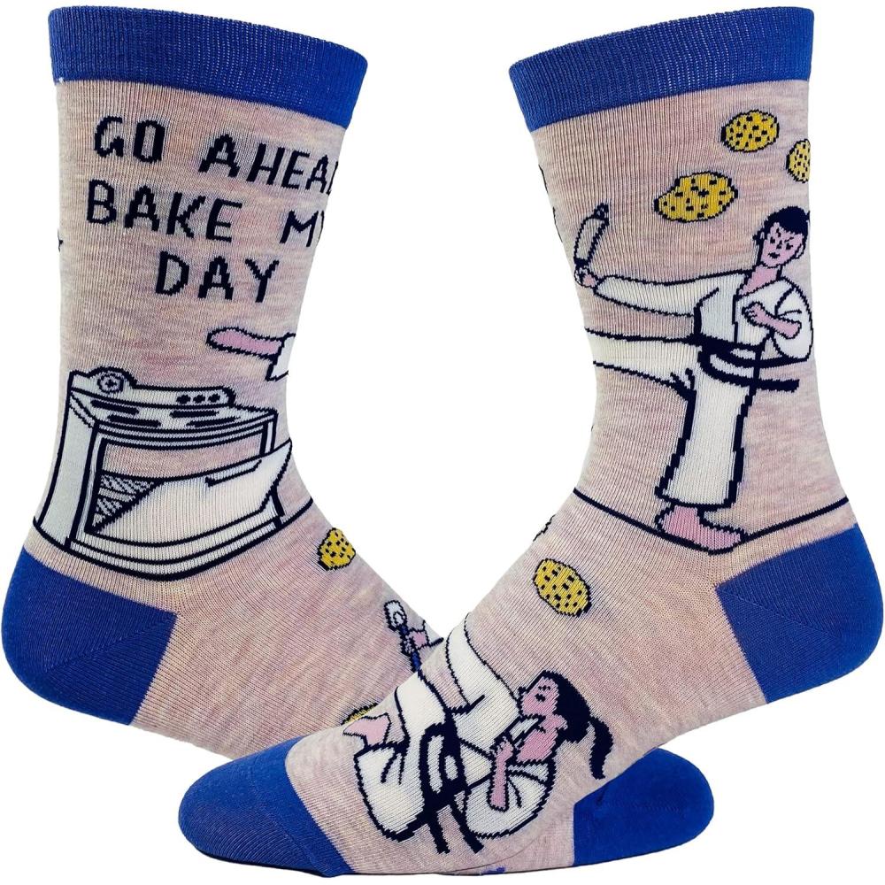 imageCrazy Dog TShirts Womens Go Ahead Bake My Day Socks Funny Karate Baking Cookies Kitchen Novelty Footwear