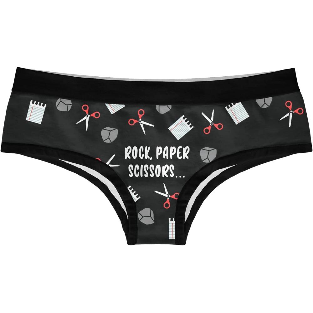 imageCrazy Dog TShirts Womens Rock Paper Scissors Throat Punch Panties Funny Bikini Brief Graphic UnderwearBlack