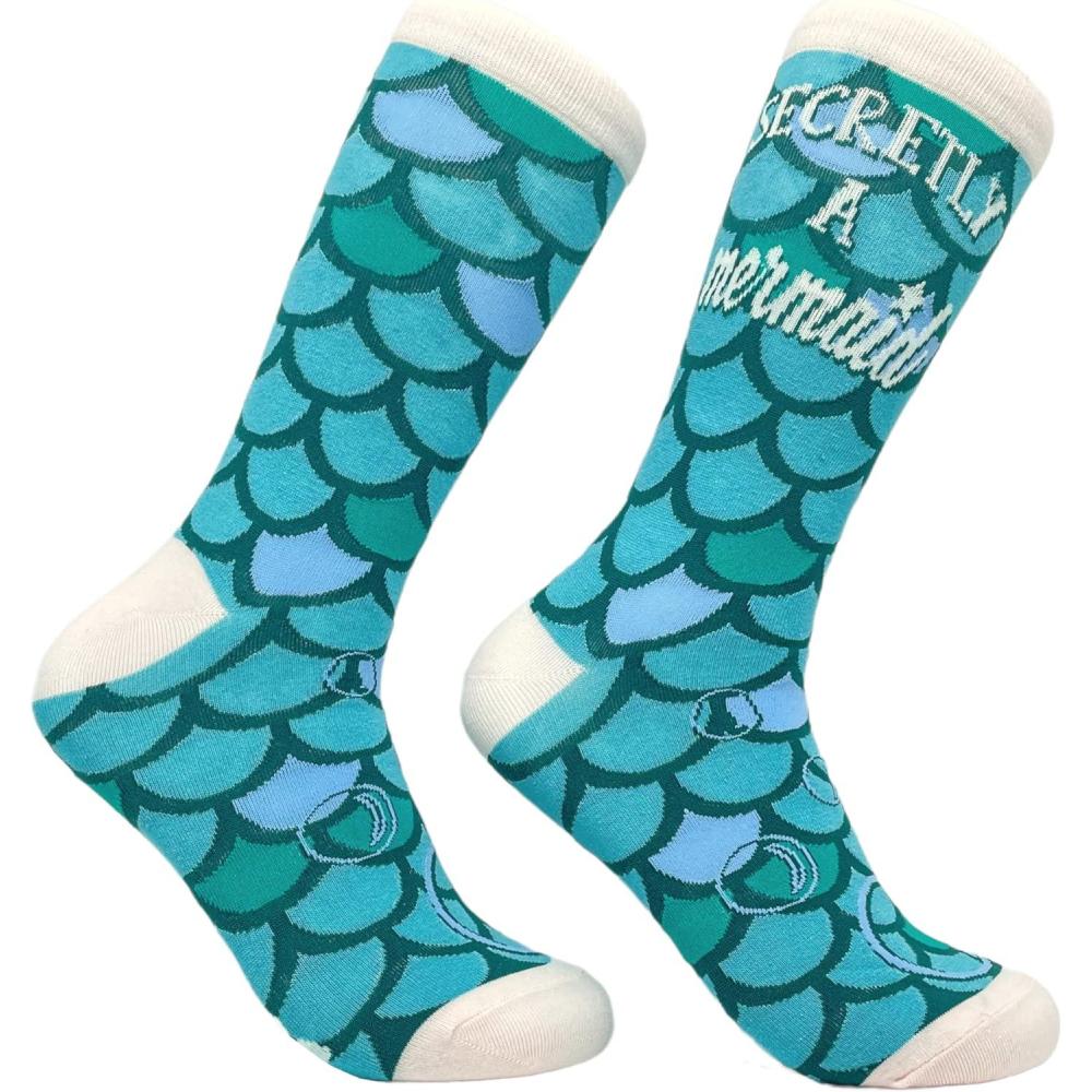 imageCrazy Dog TShirts Womens Secretly A Mermaid Socks Novety Graphic Sock Cute Colorful and Bright Fun Pattern Gift for Her Footwear