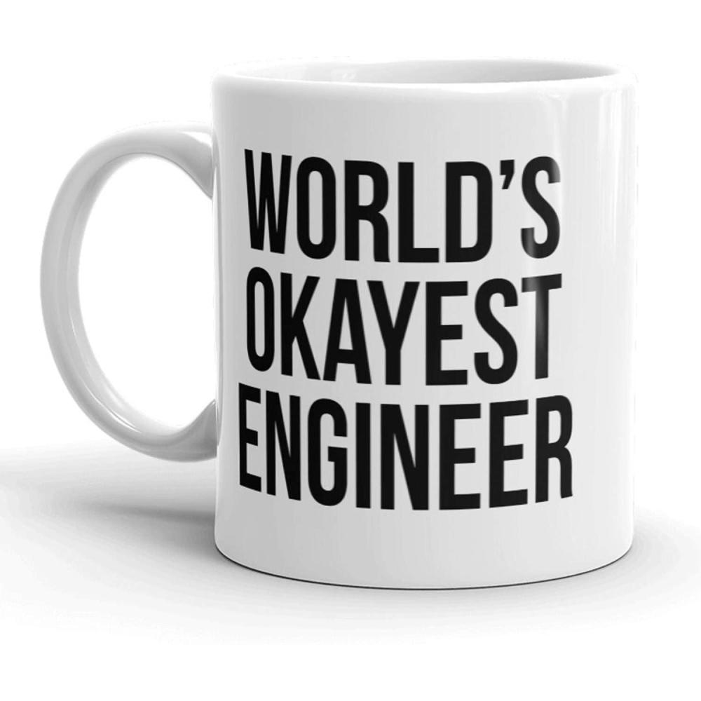 imageCrazy Dog TShirts Worlds Okayest Engineer Funny Scientific Mechanical Ceramic Coffee Drinking Mug 11oz Cup