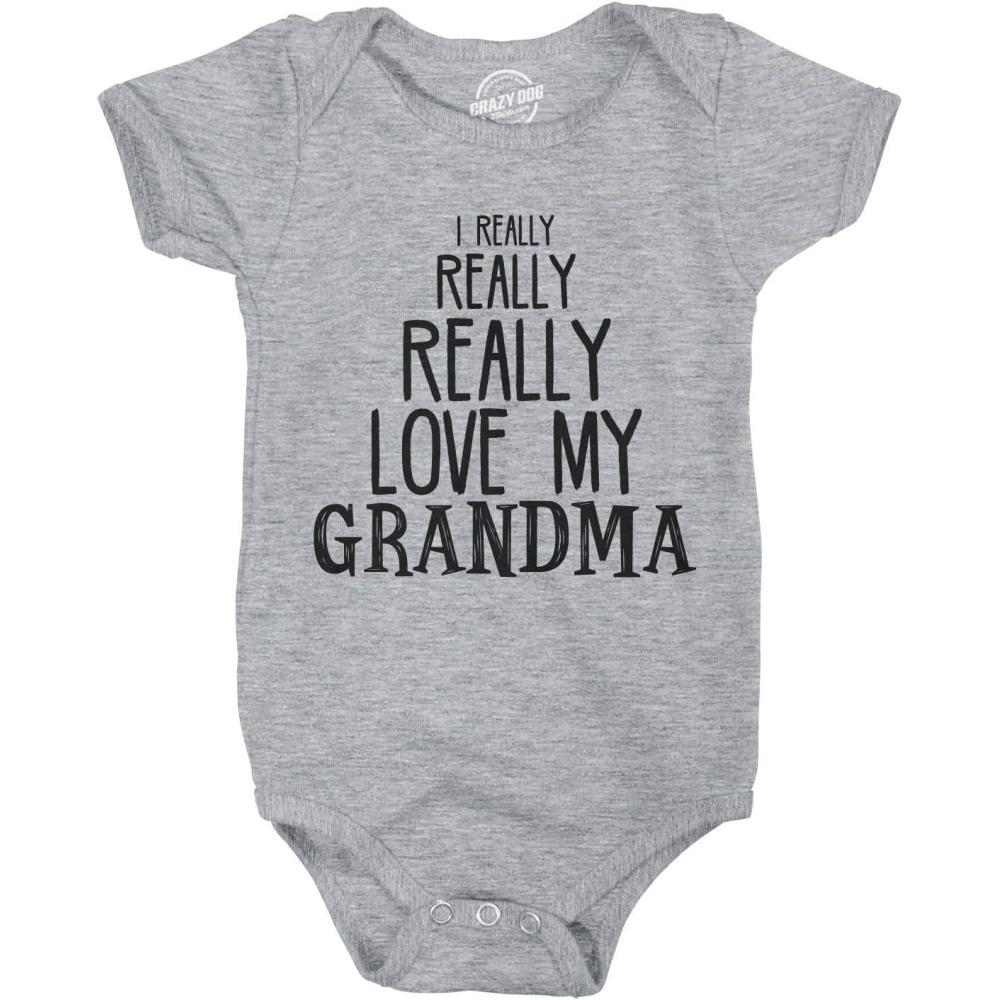 imageCrazy Dog Tshirts Baby Really Really Love My Grandma Cute Funny Infant Shirt Newborn Outfit ShowerLight Heather Grey