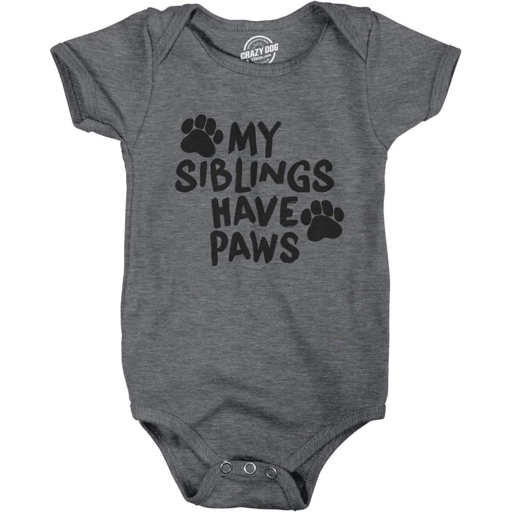 imageCreeper My Siblings Have Paws Funny Cool Cute Dog Cat New Baby Shirt for Newborn