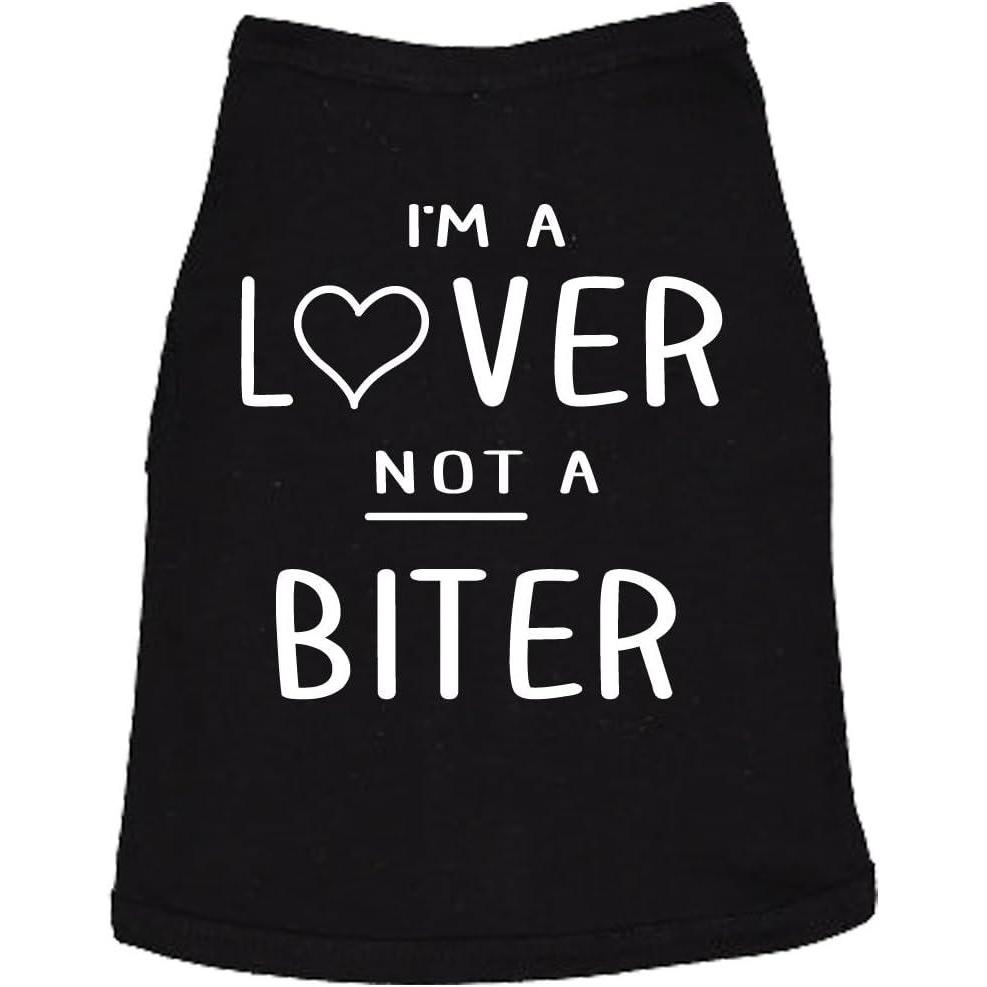 imageDog Shirt Im A Lover Not A Biter Funny Clothes for Small Breed Daschund Corgi Funny Dog Puppy Shirt Black XXL