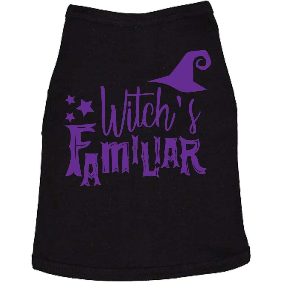 imageFunny Dog Halloween Shirt Witchs Familiar Graphic Tee Soft Cotton Black Pet Costume Cute Puppy Apparel for Holiday Photos and Medium to Large Dogs Black MXLarge