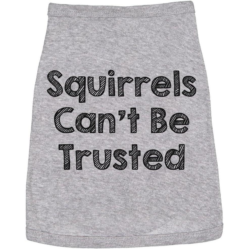 imageFunny Dog Shirt Squirrels Cant Be Trusted Graphic Tee Lightweight Cotton Pet Apparel Cute Outdoor Puppy Shirt for Small Medium Large Dogs Grey MLarge