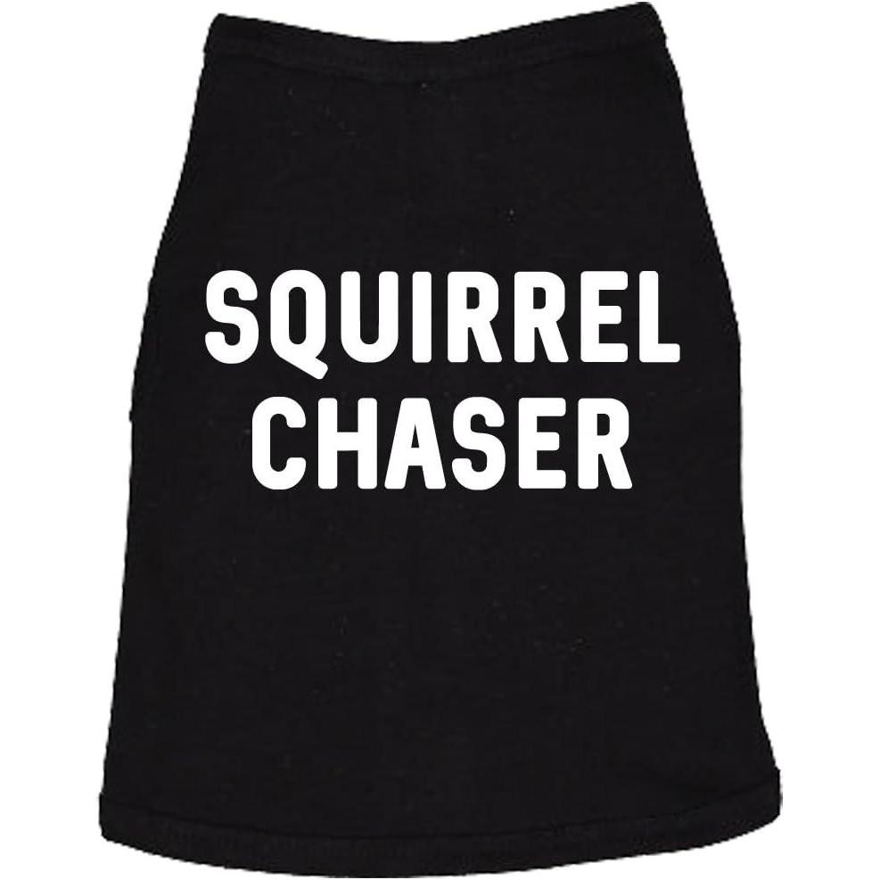 imageFunny Dog Shirt for Small and Large Dogs  Squirrel Chaser Graphic Tee  Soft Cotton Pet Clothes for Corgi Dachshund Puppy Medium Breeds Black MSmall