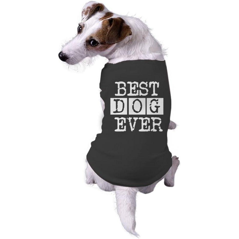 imageFunny Dog Shirt for Small and Medium Dogs Best Dog Ever Print Soft Cotton Pet Apparel for Animal Lovers Lightweight Black Tee for Pets Black MXLarge