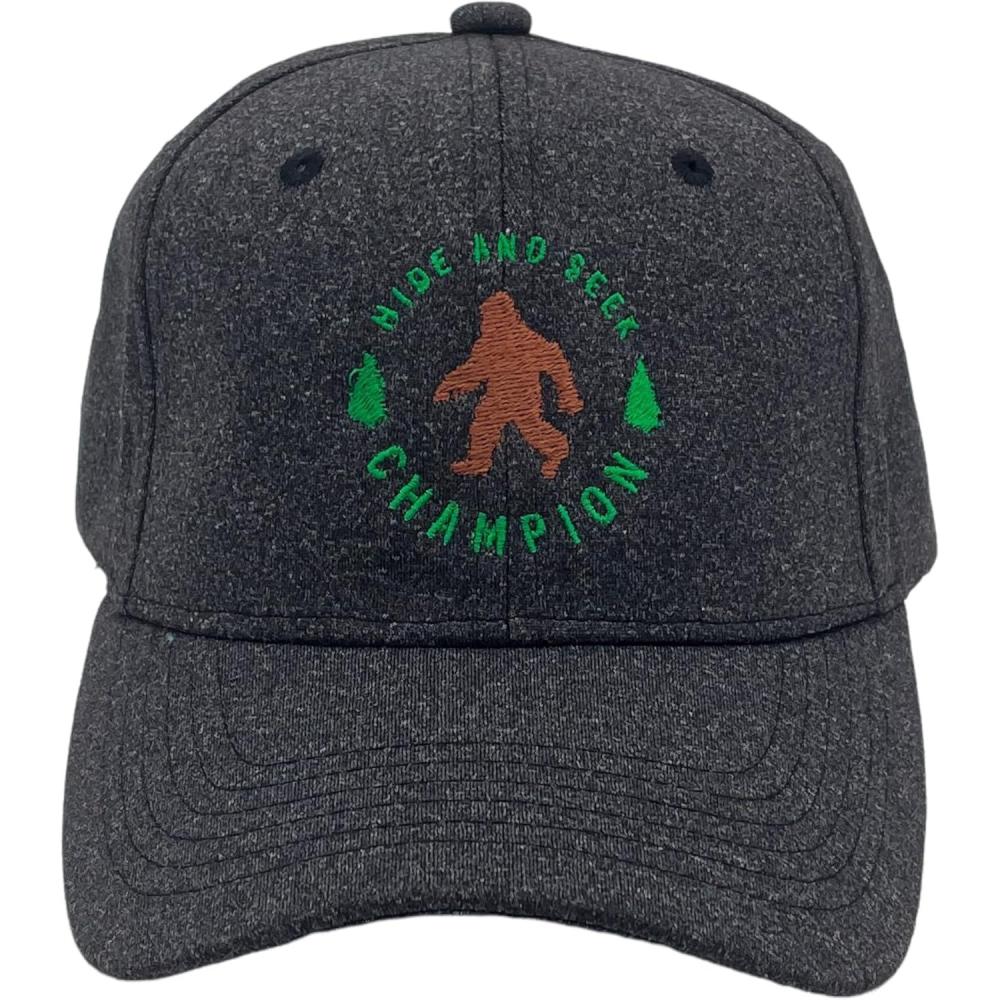 imageFunny Novelty Hats Sarcastic Graphic Caps for Men and Women with Funny SayingsHeather Black  Hide and Seek Champ
