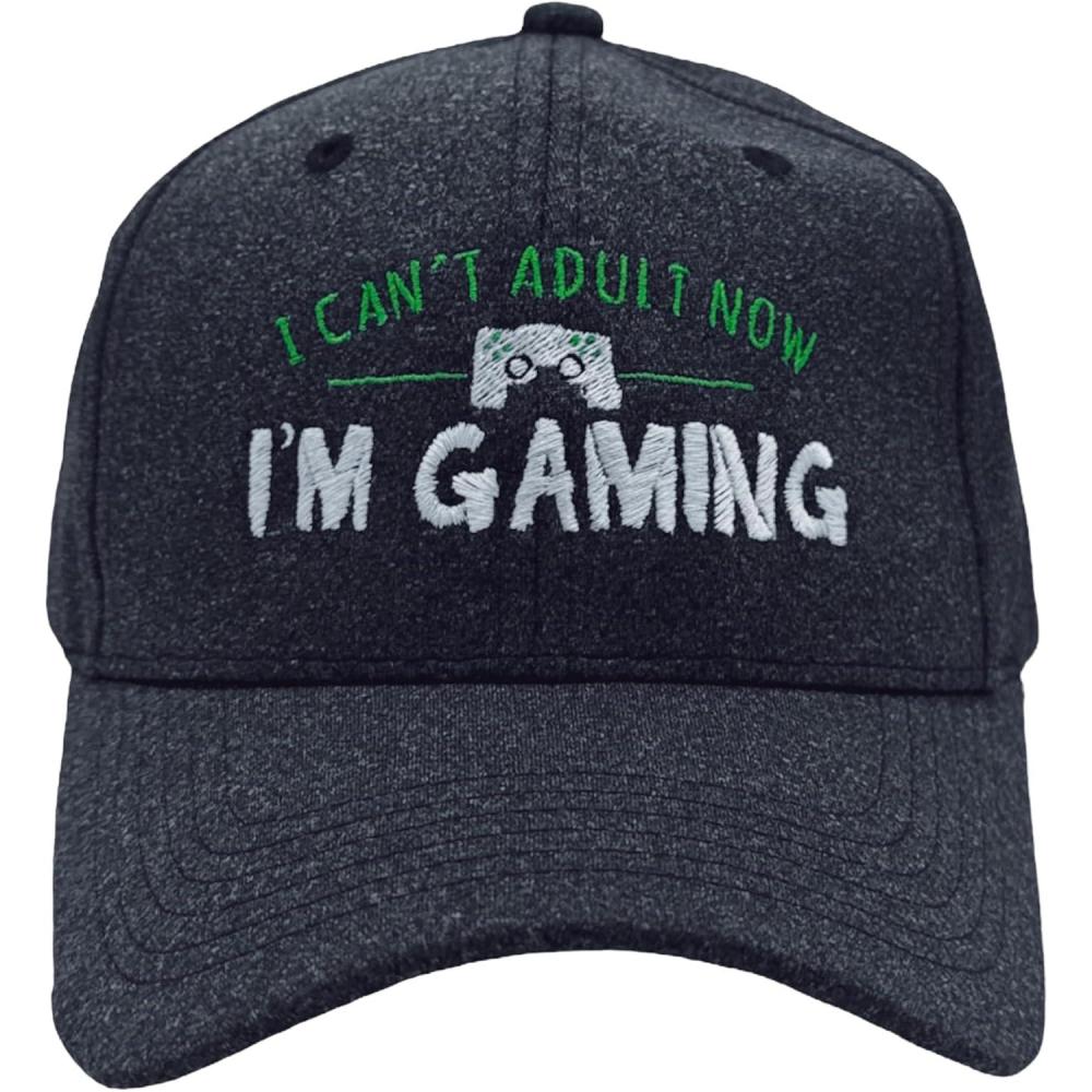 imageFunny Novelty Hats Sarcastic Graphic Caps for Men and Women with Funny SayingsHeather Black Im Gaming