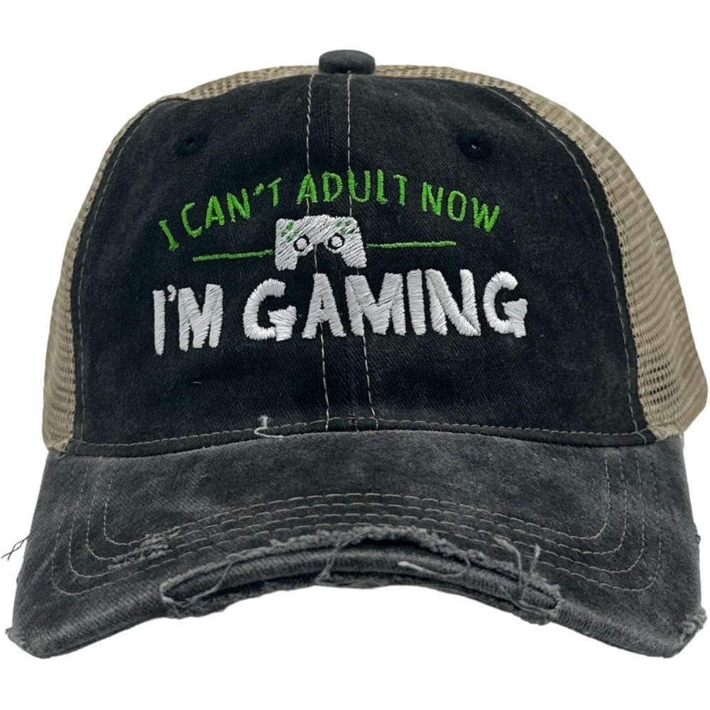 imageFunny Novelty Hats Sarcastic Graphic Caps for Men and Women with Funny SayingsTrucker Black Im Gaming