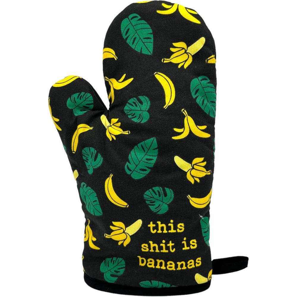 imageFunny Taco Oven Mitt Introverted but Willing to Discuss Tacos Design Durable Cotton Blend with Heat Protection Novelty Mexican Food Kitchen Glove for Cooking and Taco LoversBananas