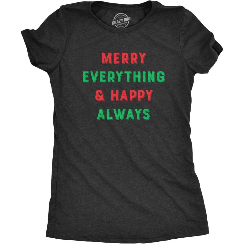 imageFunny Womens Christmas Shirts Wholesome Shirts for Happy Holiday Tees for LadiesHeather Black  Merry Everything