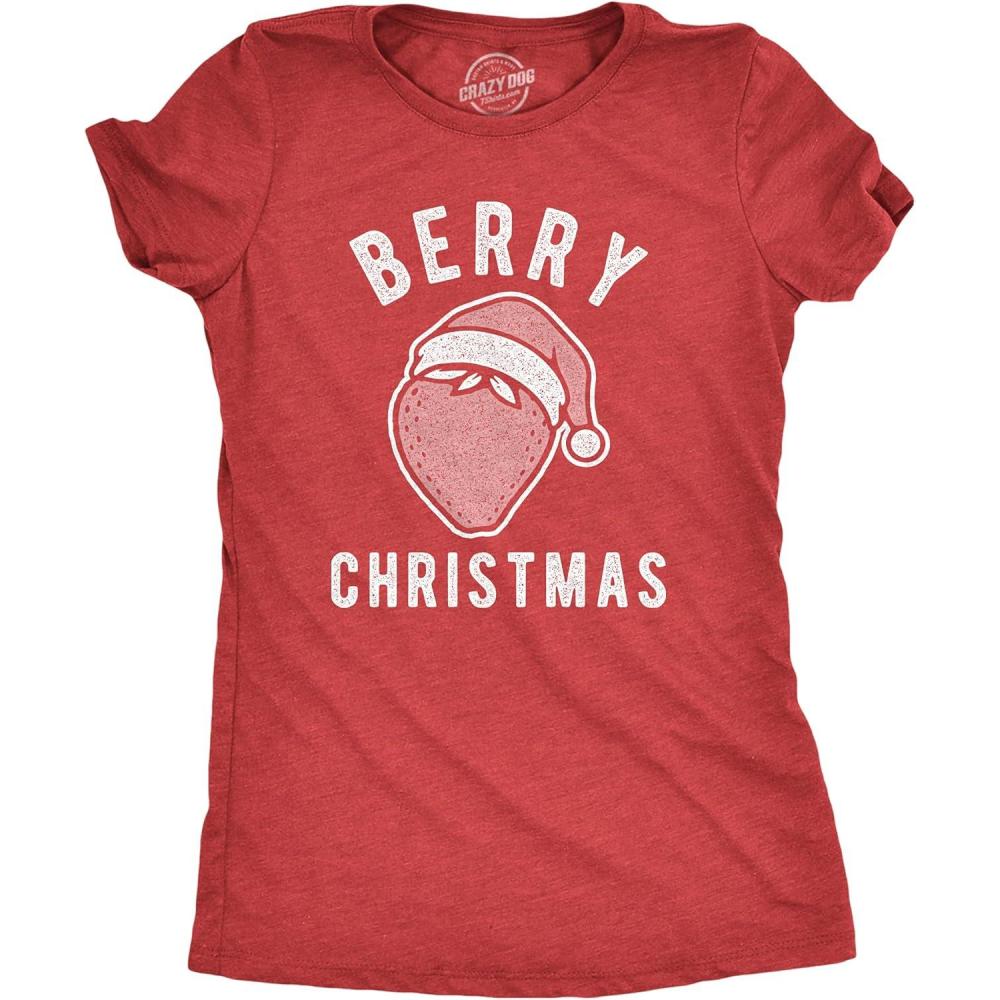 imageFunny Womens Christmas Shirts Wholesome Shirts for Happy Holiday Tees for LadiesHeather Red  Berry Christmas