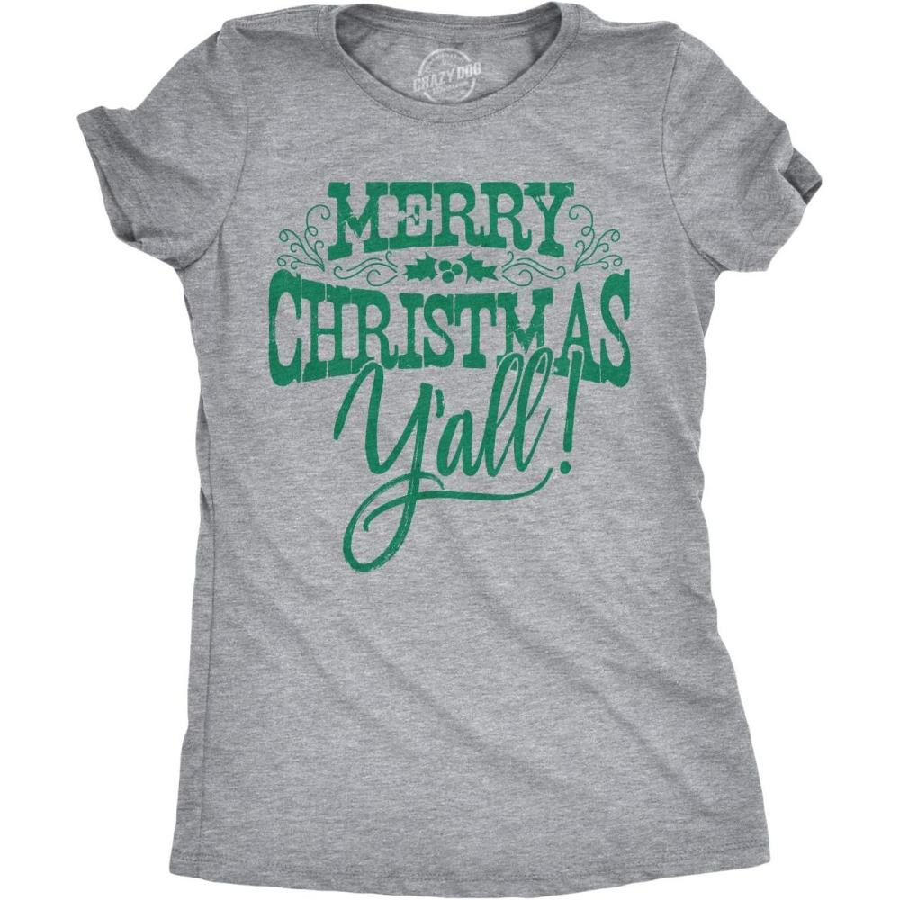 imageFunny Womens Christmas Shirts Wholesome Shirts for Happy Holiday Tees for LadiesLight Heather Grey Xmas Yall