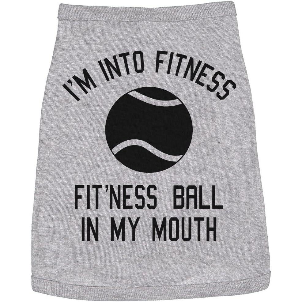 imageIm Into Fitness Ball in My Mouth Dog Shirt  Funny Pet TShirt Lightweight Soft Cotton Tee for Dogs Small Medium Large Breeds  Cute Print Girl or Boy Puppy Gift for Summer Wear Grey XXLXLarge