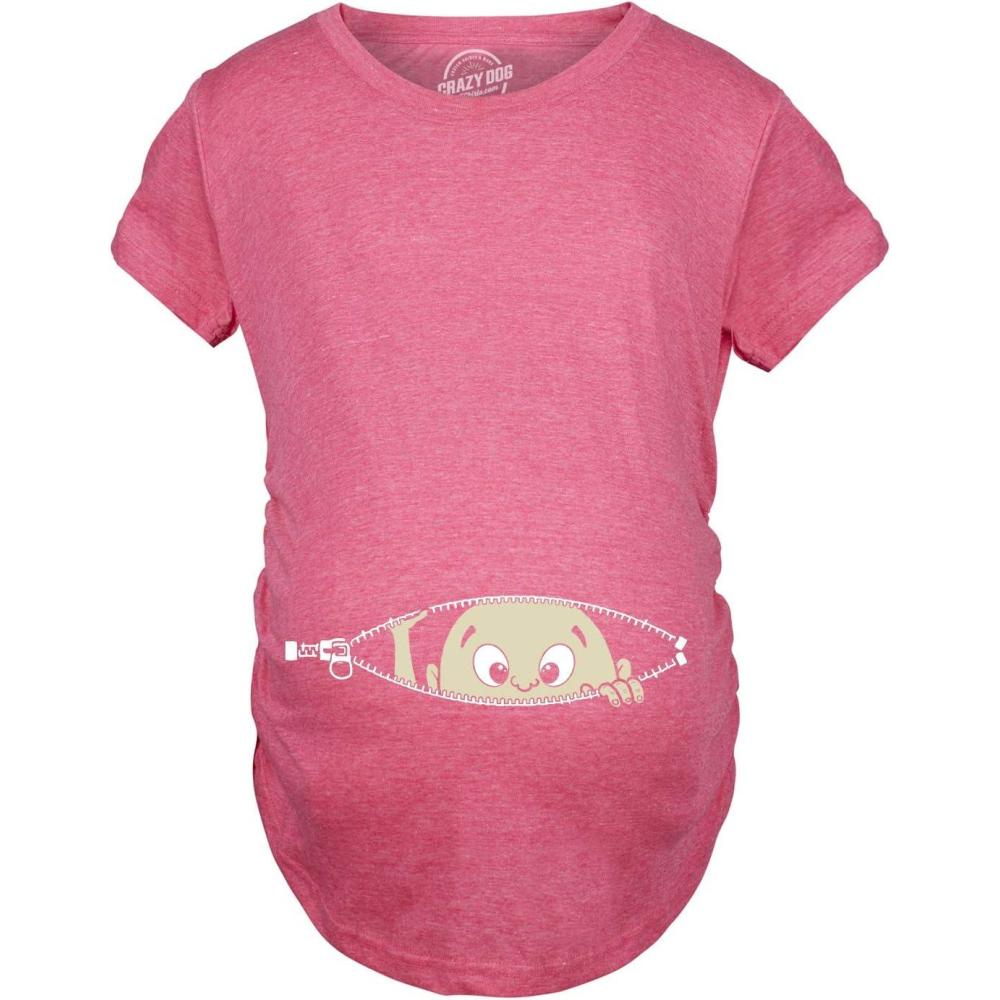 imageMaternity Baby Peeking T Shirt Funny Pregnancy Tee for Expecting MothersPink