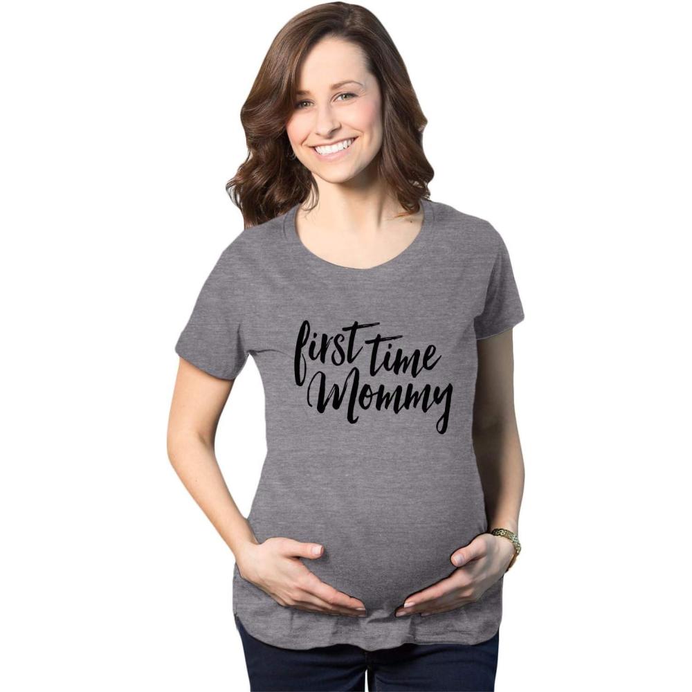 imageMaternity First Time Mommy Pregnancy T Shirt Cute Belly Bump Tee Mother to BeDark Heather Grey