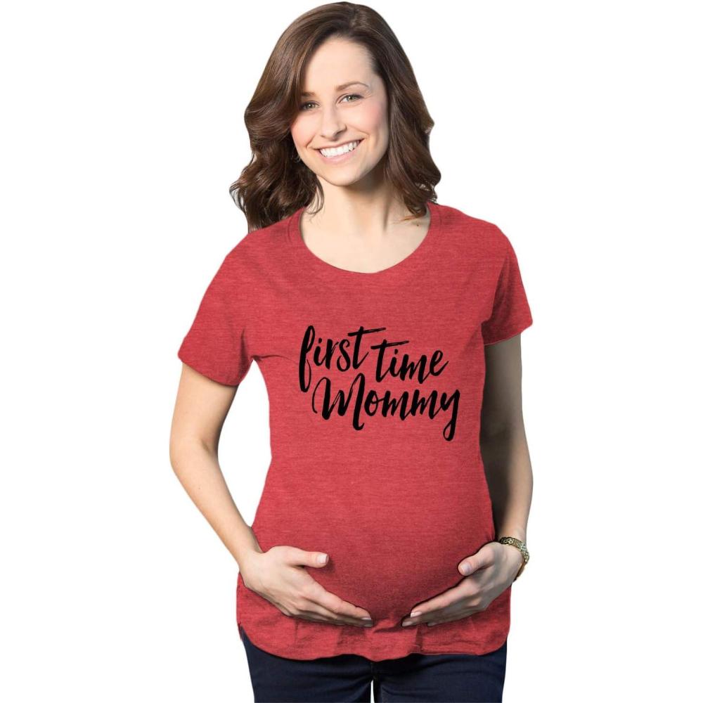 imageMaternity First Time Mommy Pregnancy T Shirt Cute Belly Bump Tee Mother to BeHeather Red