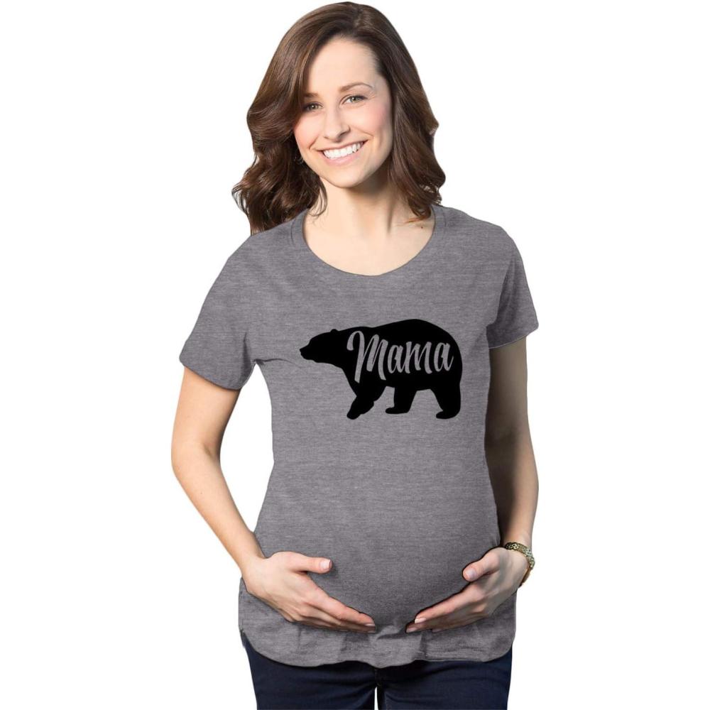imageMaternity Mama Bear Funny Pregnancy T Shirt Novelty Gift for Mom Mothers DayDark Heather Grey