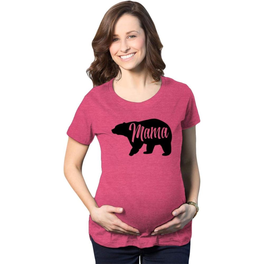 imageMaternity Mama Bear Funny Pregnancy T Shirt Novelty Gift for Mom Mothers DayHeather Pink