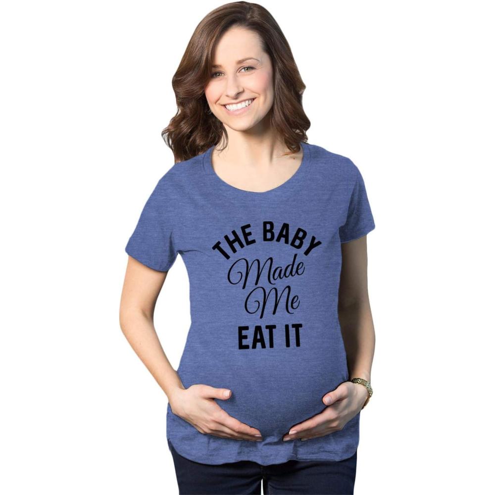 imageMaternity The Baby Made Me Eat It Funny Announcement Graphic Pregnancy T ShirtHeather Light Blue