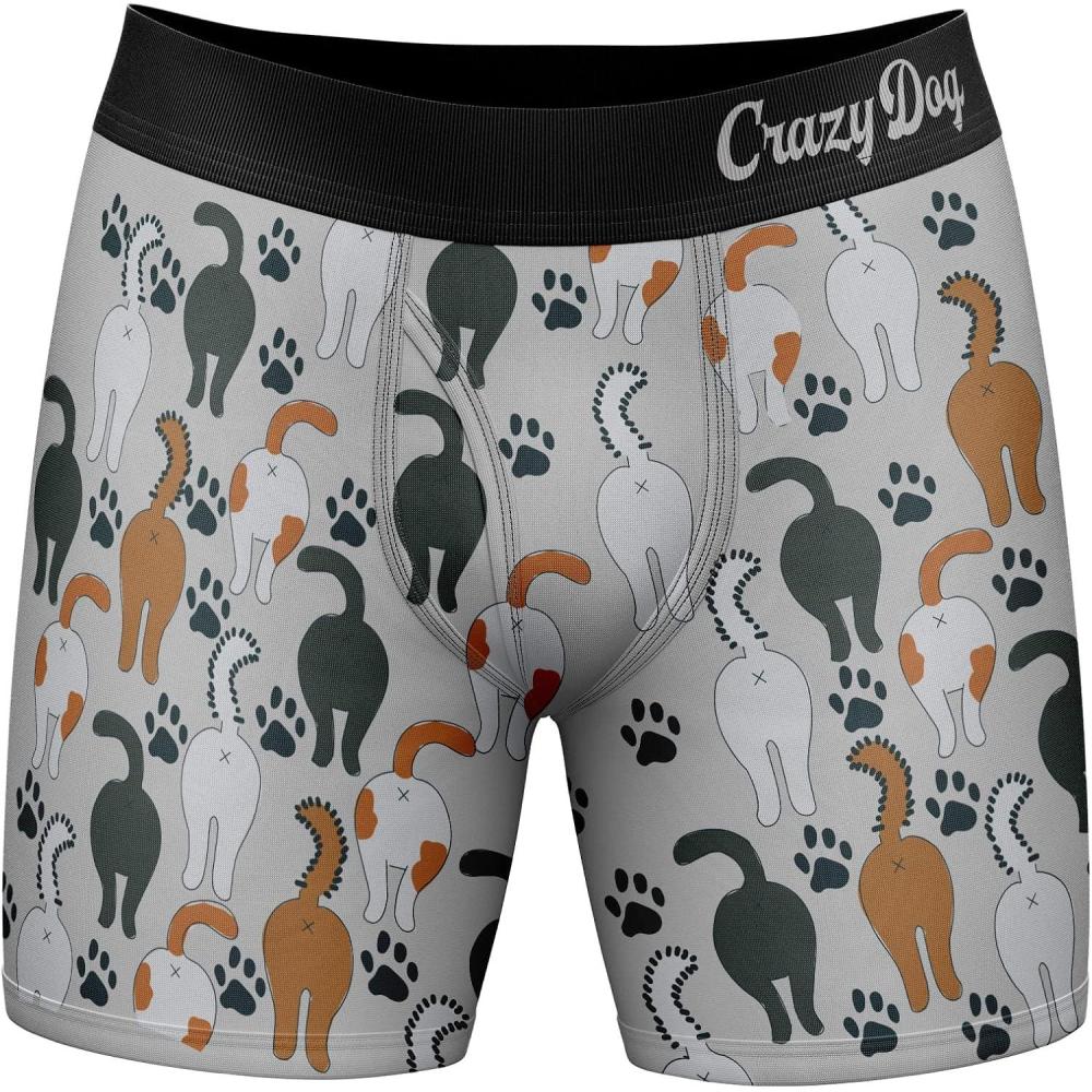 imageMens Animal Boxers Funny Cat Dog Fish and More Novelty Underwear with Animals Funny Animal UnderwearCat Butt