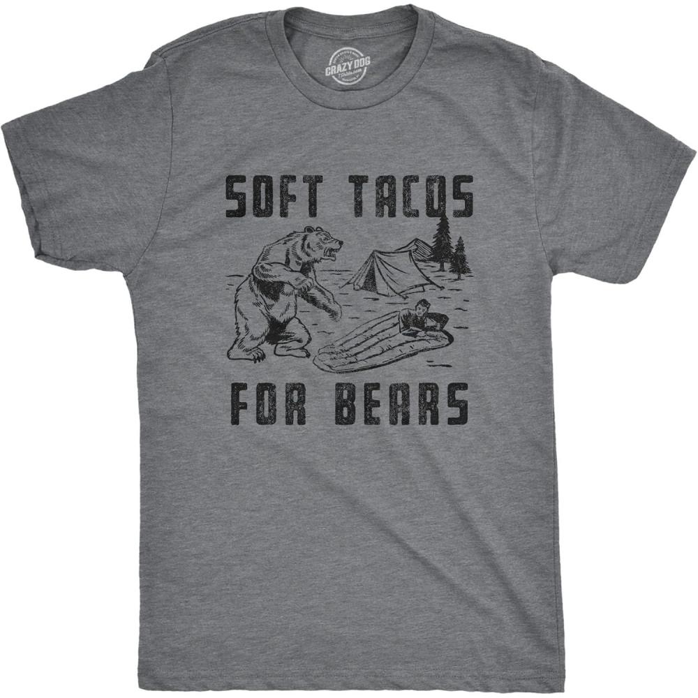 imageMens Camping T Shirts Funny Camp Tees for Guys Cool Shirts for Outdoor CampingDark Heather Grey Soft Tacos