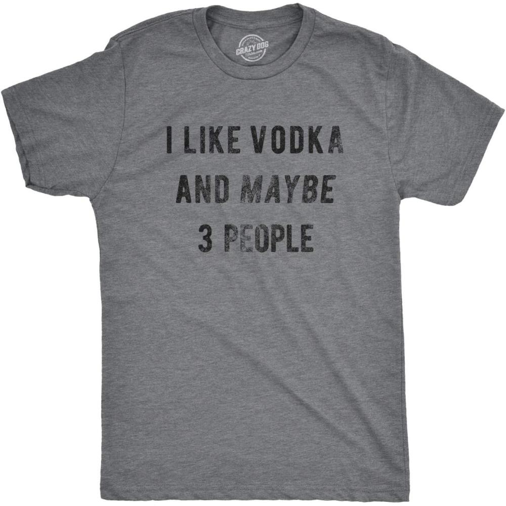 imageMens Camping T Shirts Funny Camp Tees for Guys Cool Shirts for Outdoor CampingDark Heather Grey Vodka and 3 People