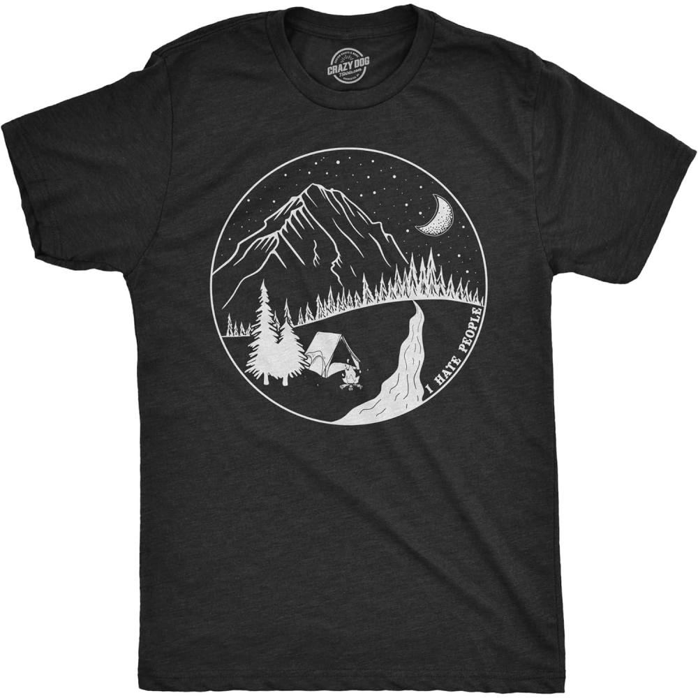 imageMens Camping T Shirts Funny Camp Tees for Guys Cool Shirts for Outdoor CampingHeather Black Hate People