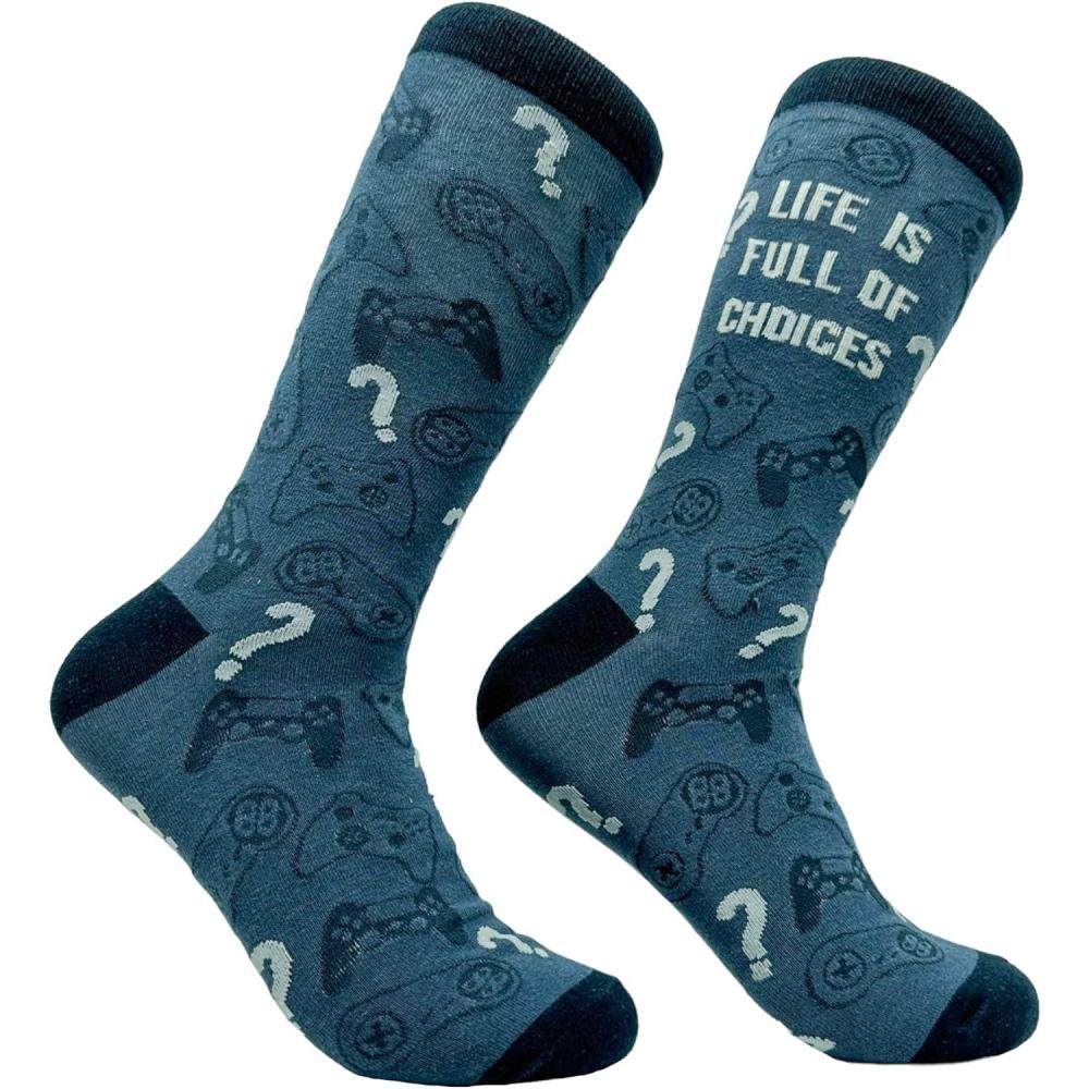 imageMens Gamer Socks Funny Footware for Video Game PlayersChoices Controllers