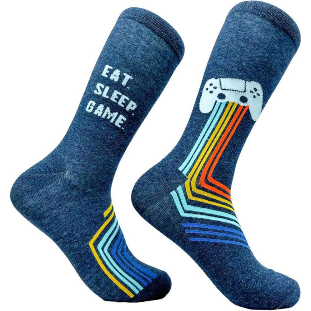 imageMens Gamer Socks Funny Footware for Video Game PlayersEat Sleep Game