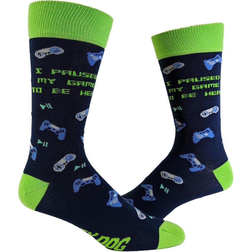 imageMens Gamer Socks Funny Footware for Video Game PlayersPaused My Game