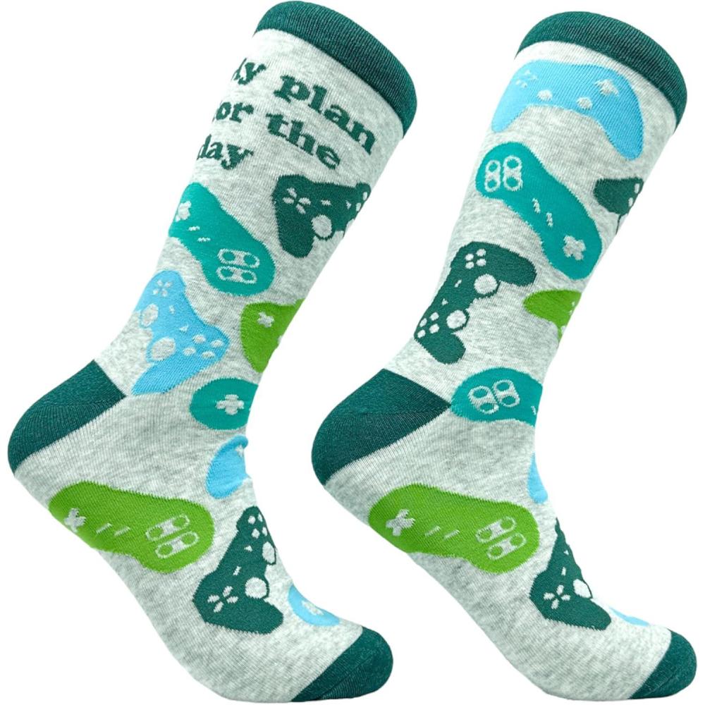 imageMens Gamer Socks Funny Footware for Video Game PlayersPlan for the Day