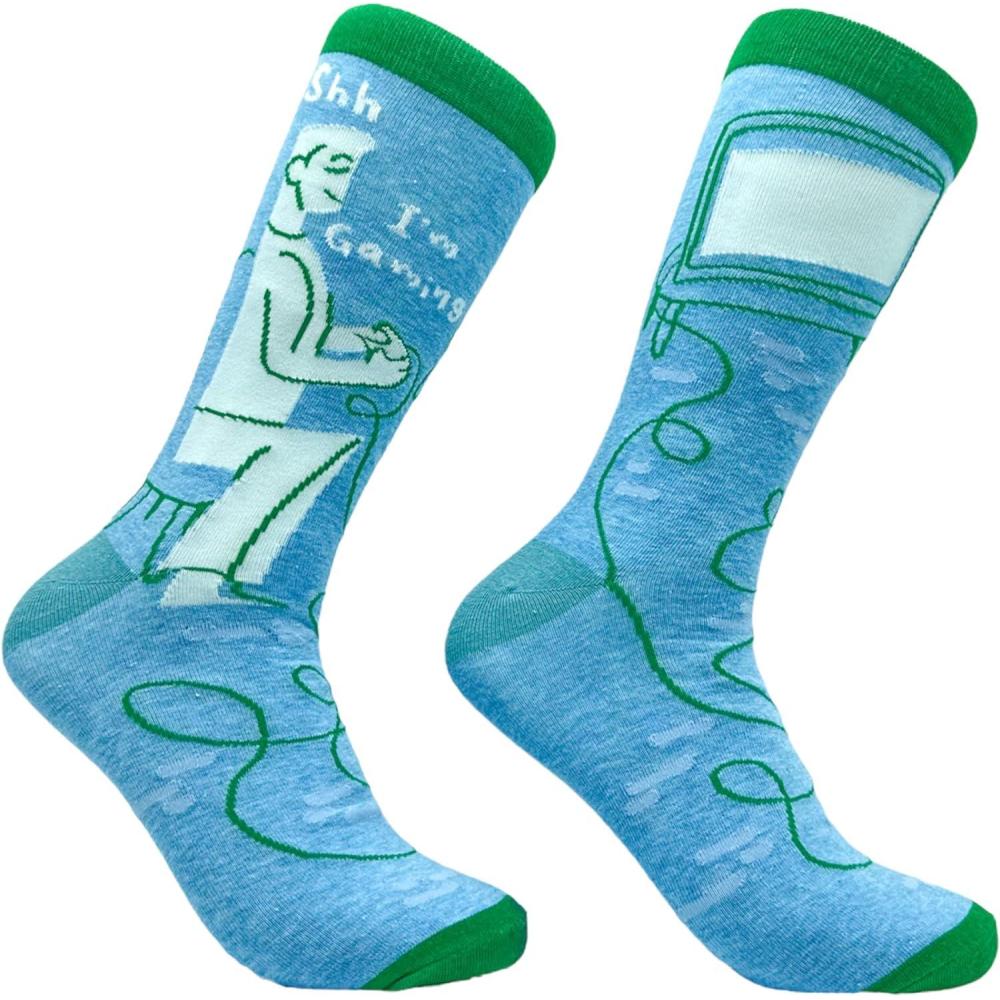 imageMens Gamer Socks Funny Footware for Video Game PlayersShh Gaming