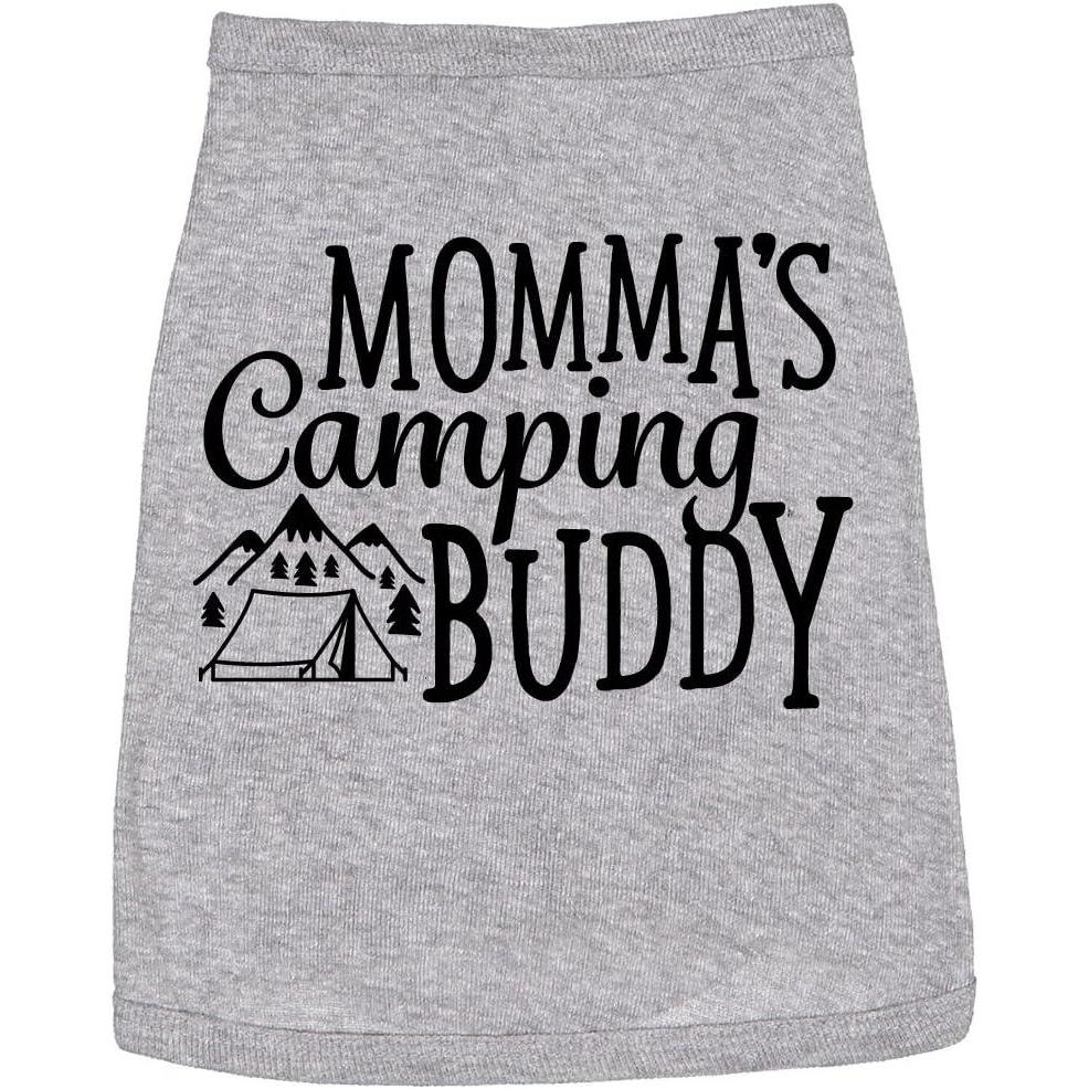 imageMommas Camping Buddy Graphic Tee Soft Cotton Blend Funny Dog Shirt for Mothers Day Outdoors Pet Gift Campings Dogs Clothes for Small Medium Large Breeds Grey MLarge