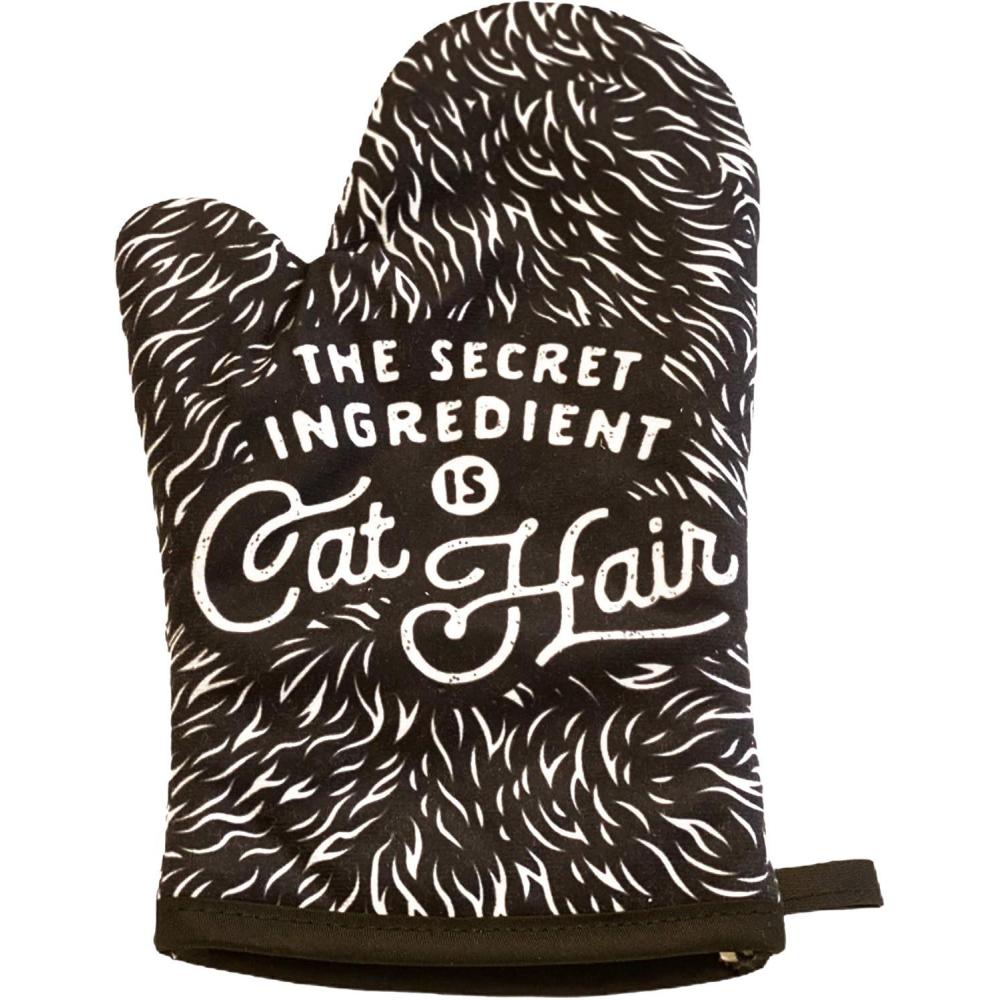 imageThe Secret Ingredient is Cat Hair Funny Pet Kitten Animal Lover Graphic Kitchen Accessories Funny Graphic Kitchenwear Cool Cat Novelty Cookware Black Oven MittOven Mitt