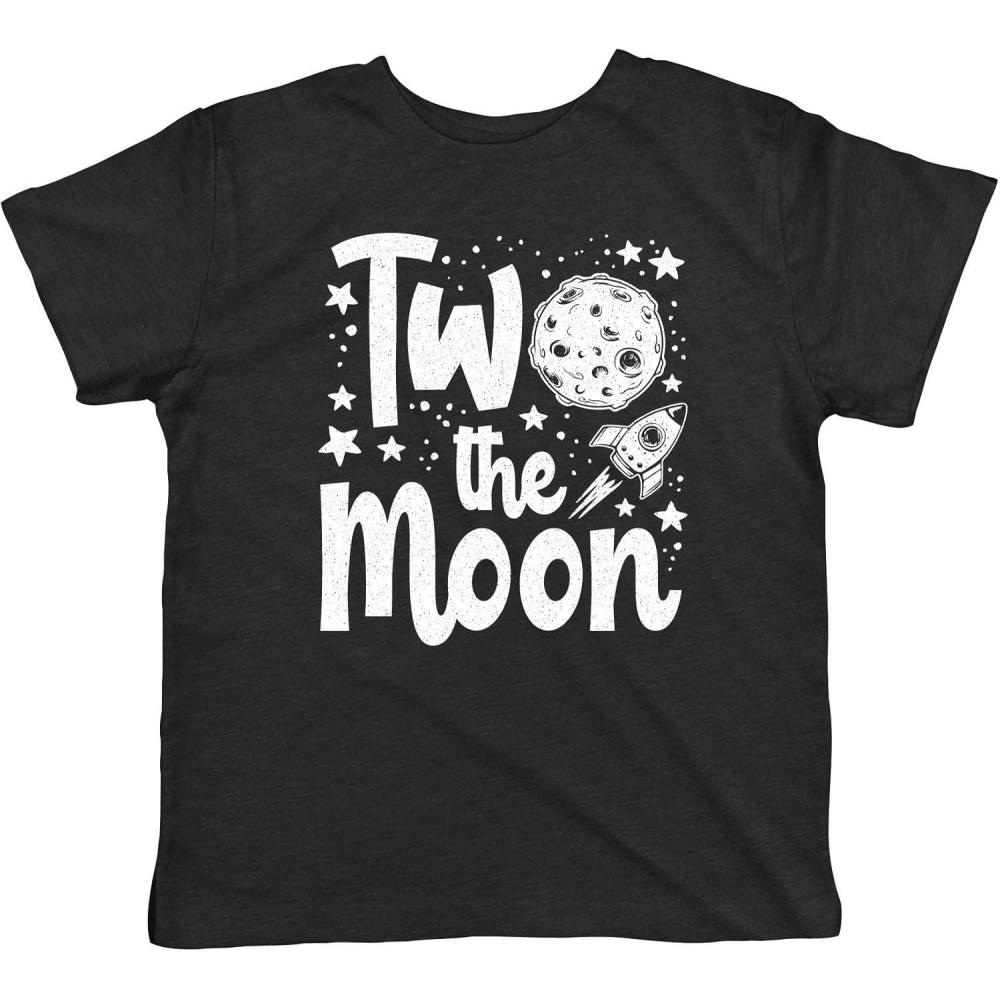 imageToddler Two The Moon T Shirt Funny Second Birthday TeeHeather Black