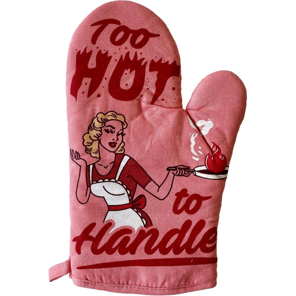imageToo Hot to Handle Oven Mitt Funny Cooking Chef Sarcastic Kitchen Glove Funny Graphic Kitchenwear Cool Adult Humor Novelty Cookware Multi Oven MittOven Mitt