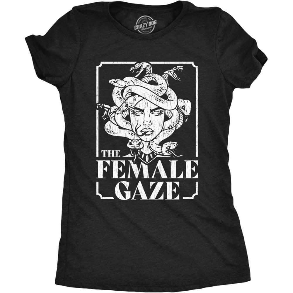 imageWicked Womens T Shirts Funny Womens Tees with Witches and More Sarcastic Tees for LadiesHeather Black Female Gaze