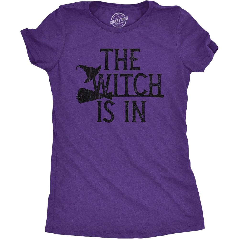imageWicked Womens T Shirts Funny Womens Tees with Witches and More Sarcastic Tees for LadiesHeather Purple Witch is in