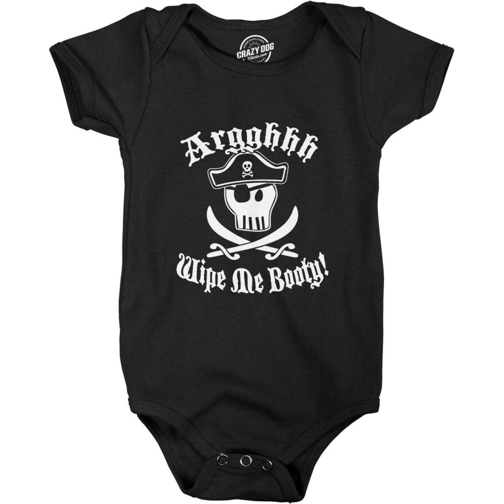 imageWipe Me Booty Aaaargh Romper Funny Pirate Sword Baby Creeper Bodysuit