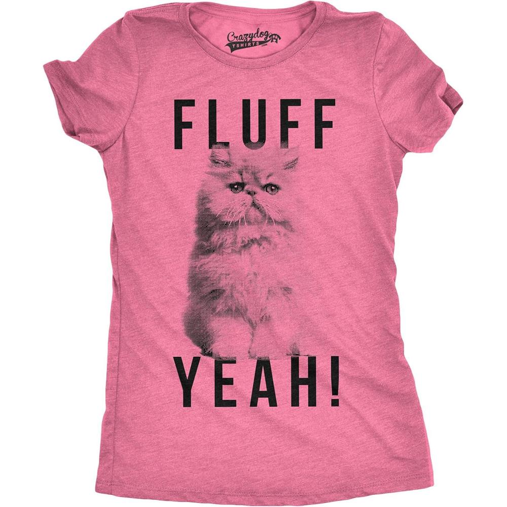 imageWomens Fluff Yeah T Shirt Funny Kitty Cat Animal Lover Tee for LadiesHeather Pink