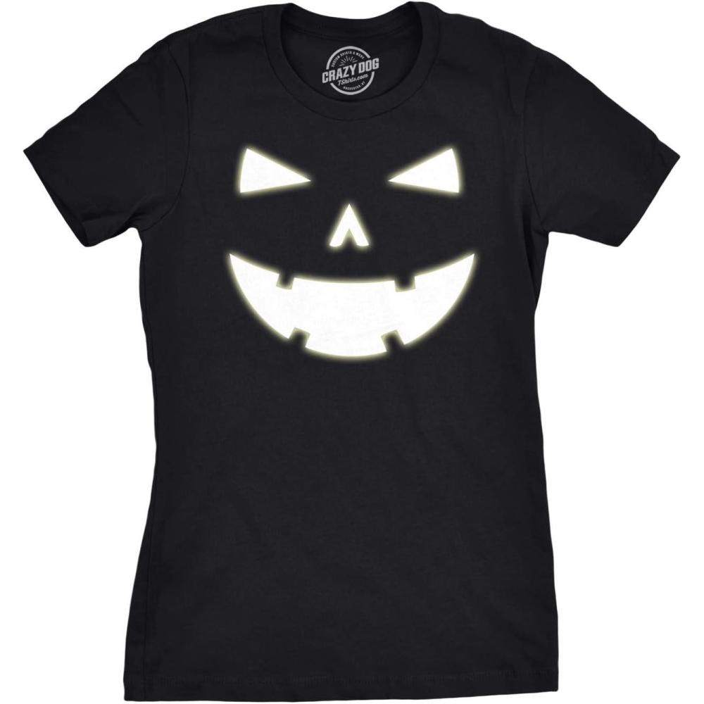 imageWomens Glowing Ghost T Shirt Glow in The Dark Cool Halloween Party TeeHeather Black Glow Tooth