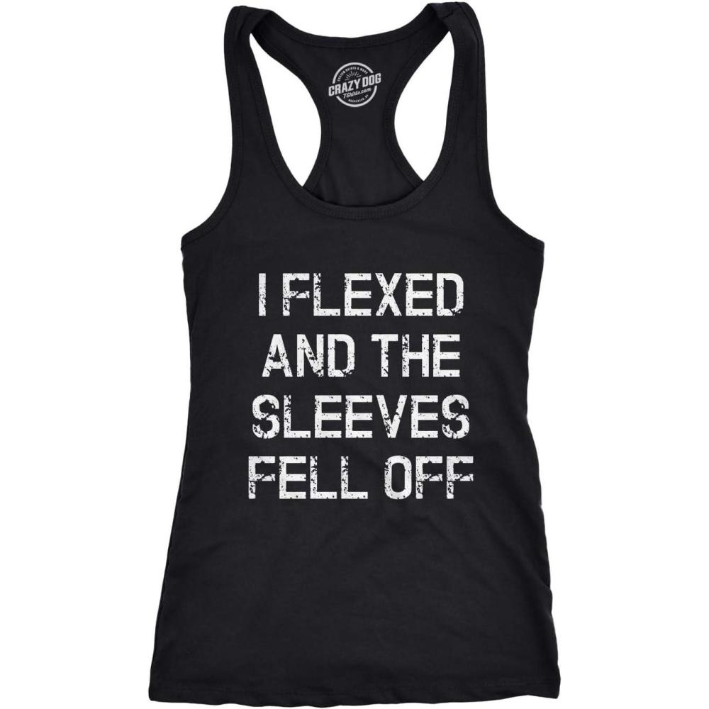 imageWomens I Flexed and The Sleeves Fell Off Tank Top Funny Sleeveless Workout TeeBlack